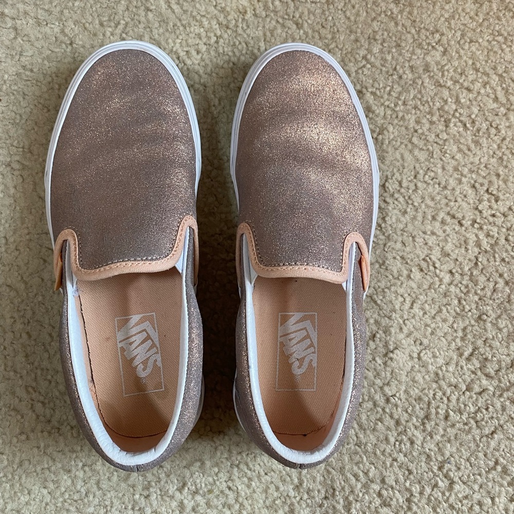 Rose gold size 7 slip on vans